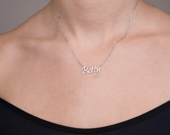 Sterling Silver Name Necklace Dainty Name Necklace 14K Gold Name
