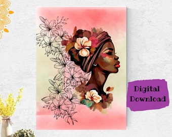 Black Girl Wall Art, Wall Art for Business, Wall Art for Office, African American Art, Digital Download, Dorm Room Art