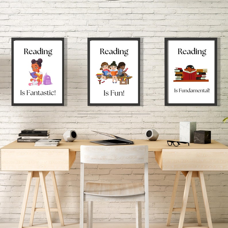 Reading Books Wall Art Children's Wall Art Kid's Etsy