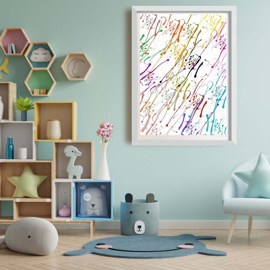 Paint Splash Abstract Art, Children's Wall Art, Kid's Wall Art, Nursery