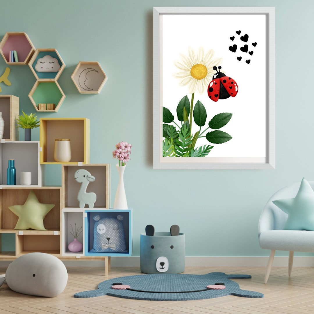Ladybug Wall Art, Children's Wall Art, Kid's Wall Art, Nursery Room Art