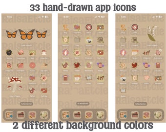 Hand drawn nature inspired phone app icons