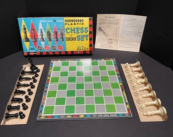 CHESS SET Harlequin design - Bar-Zim games 50's 60's - collectible vintage retro