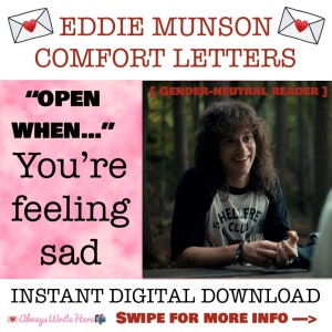 Eddie Munson Comfort Letter Descarga digital instantánea - "ABIERTO CUANDO... Te sientes triste" [SFW] [Lector neutral en cuanto al género]