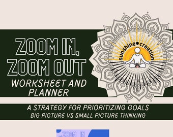 Zoom in, Zoom Out | Printable Planner | Printable worksheet activity for perspective | Positive thinking in social emotional learning