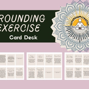 Ejercicio de conexión a tierra / Baraja de cartas imprimible / Técnicas de conexión a tierra para regulación emocional, alivio de la ansiedad, alivio del estrés y más