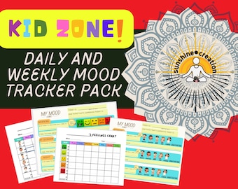 Mood Tracker for kids | Printable worksheets for kids | worksheet bundle Daily Mood tracker, weekly mood tracker | Social emotional learning