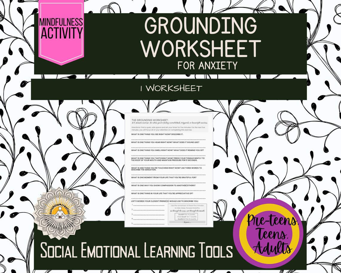 Grounding Techniques Grounding Worksheet for Anxiety Management
