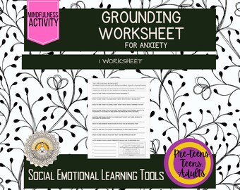 Grounding Techniques | Grounding Worksheet for Anxiety Management, Emotional Regulation, Mindfulness