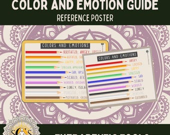 Colors and Emotions Guide | Printable Handout | Art Therapy | Self-awareness, emotional processing printable poster