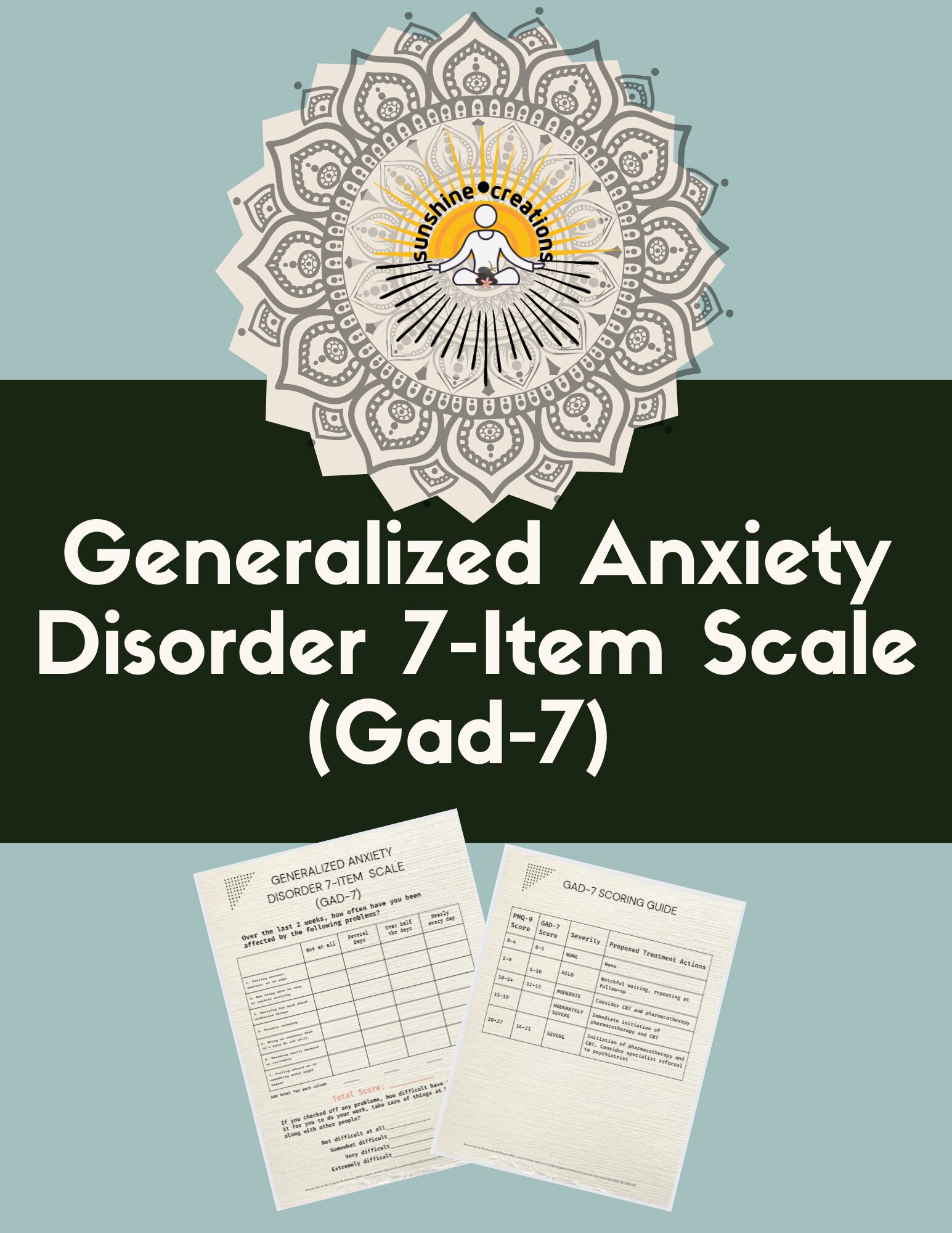 GAD 7 Assessment And Screener Printable Assessment Patient Health