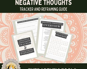 Negative Thoughts Tracker and Reframing Worksheet | printable worksheet for positive thinking | Mindfulness, Mood regulation printable tool