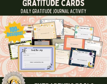 Printable Gratitude Journal Cards | 100+ Journal Designs | social emotional learning, daily journal, mindfulness activity, growth mindset