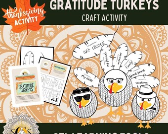 Gratitude Turkeys Craft | Thanksgiving Activity | Printable craft for kids | Gratitude journal for kids | |Mindfulness and Gratitude