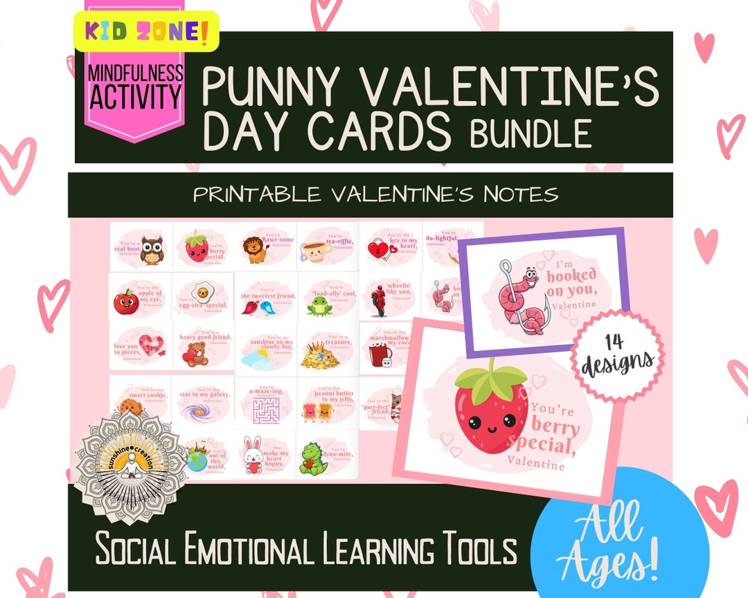 Punny Valentines Valentines Day Cards Bundle of 14 Different Valentines Day Card Designs for ...