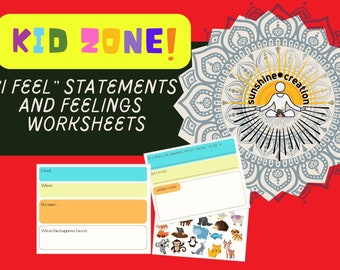 I Feel statement worksheet bundle | Printable worksheets for kids | for self-expression, emotional regulation | social emotional learning