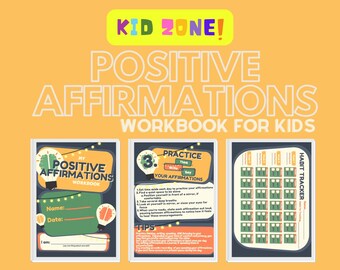 Positive Affirmations | Positive Thinking | Printable worksheets for kids | Social Emotional Learning activity for kids | Thought tracker
