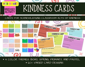 Kindness Cards for recognizing acts of kindness by children |Social Emotional Learning | Builds group rapport, confidence, positivity.