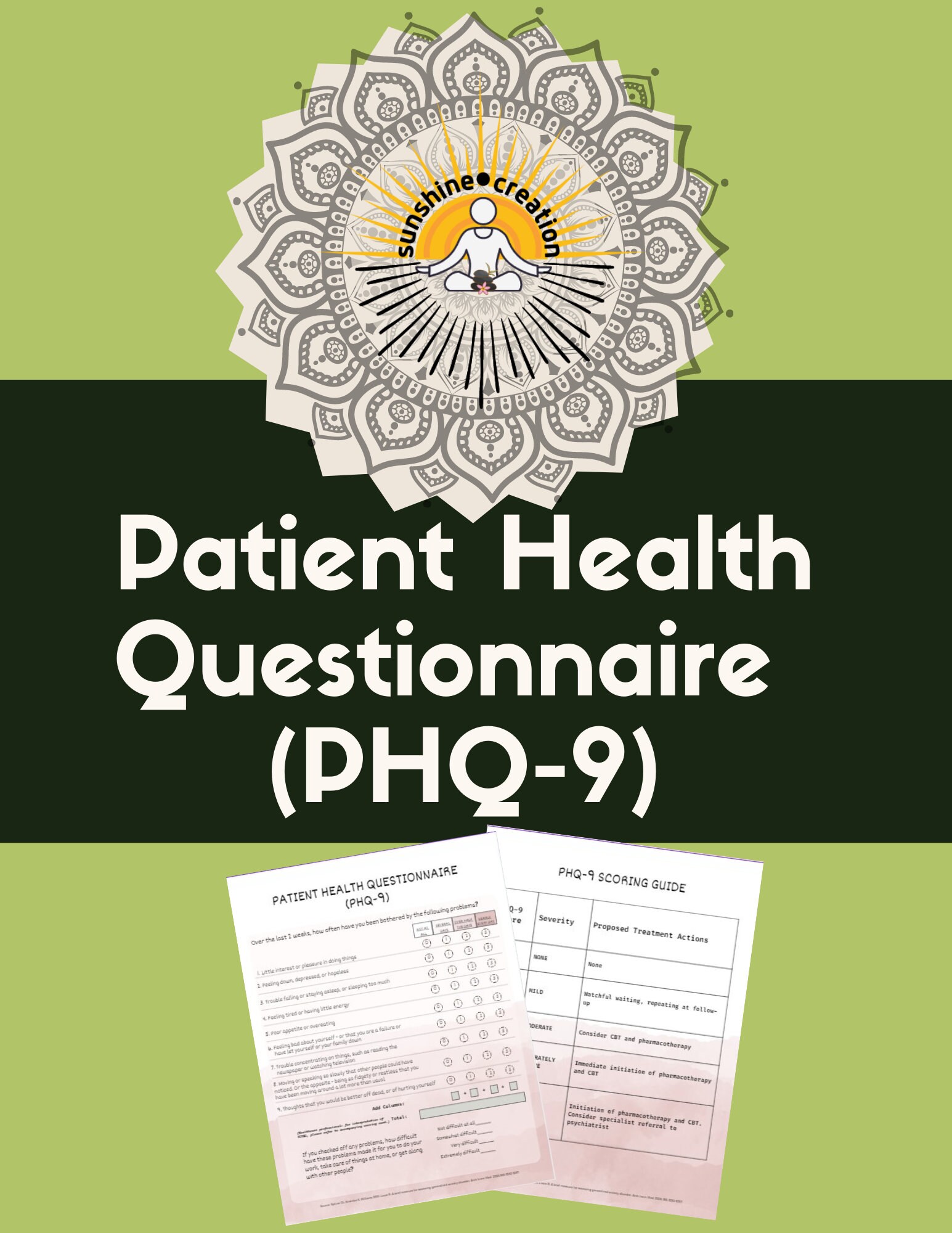 PHQ 9 Assessment And Screener Printable Assessment Patient Health