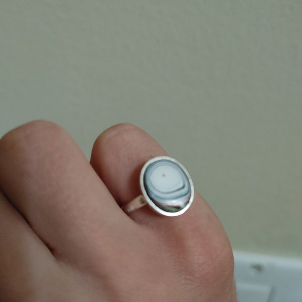 Silver Fordite ring