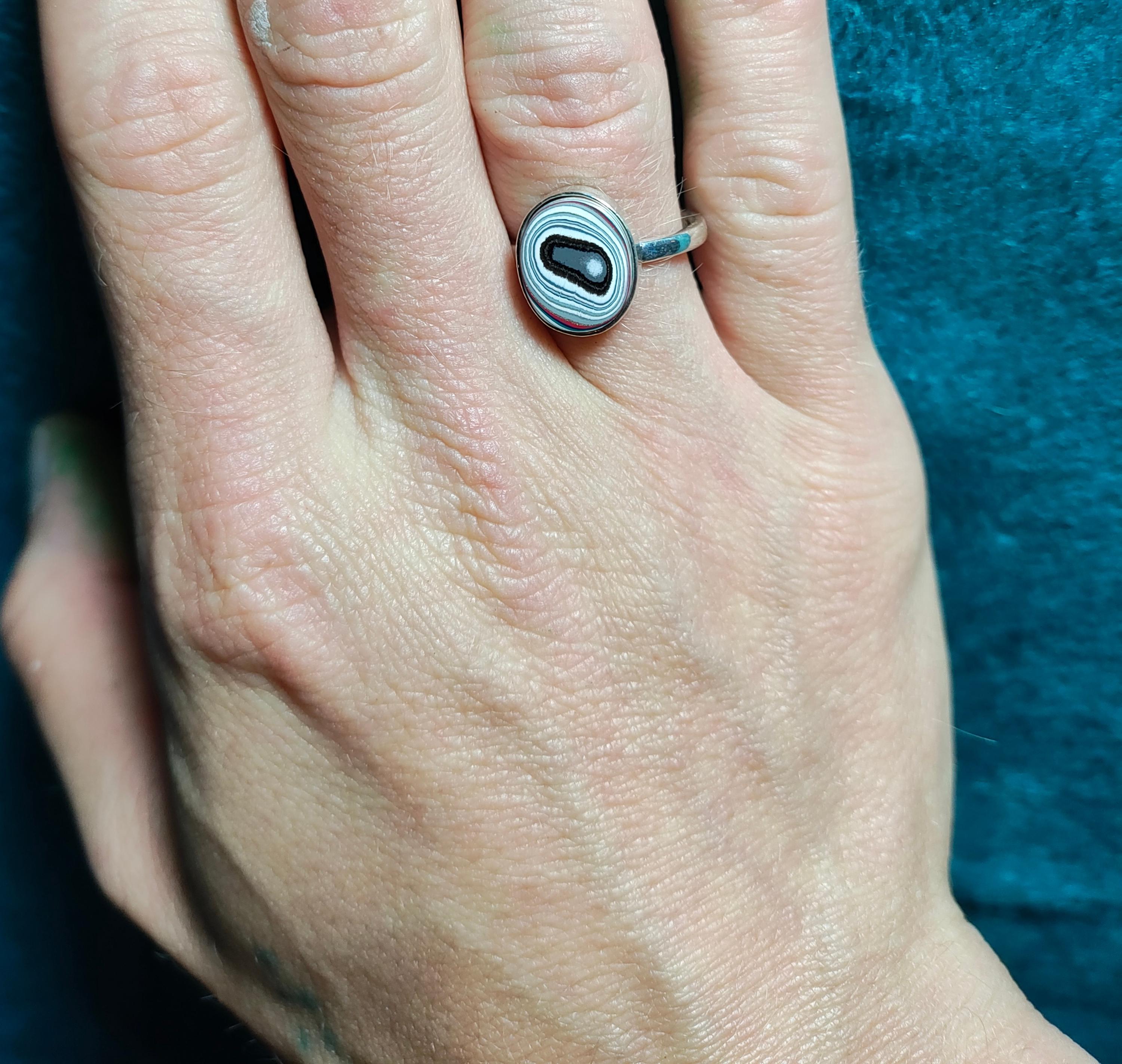 Zilveren Fordite-ring