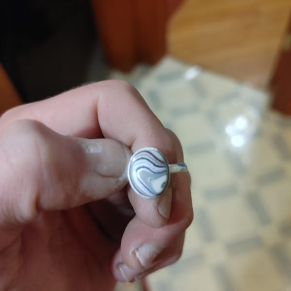 Silver Fordite ring