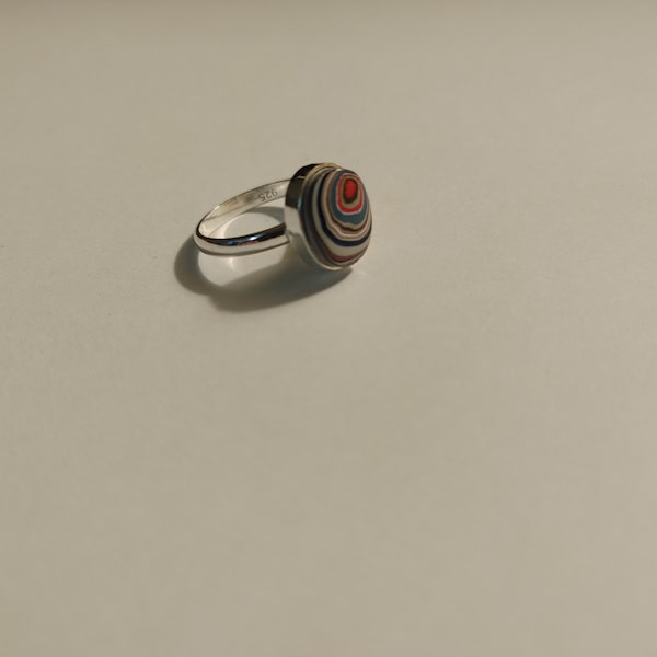 Silver Fordite ring