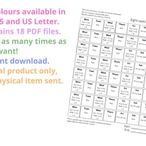 Couch to 5k Eight Week Training Plan. Printable. Running Jogging 5km ...