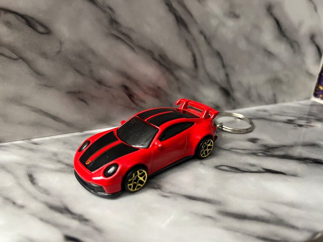 Porsche 911 GT3 Novelty Keychain Made From 1/64 Diecast Model Scale Car