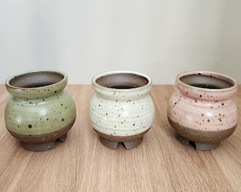 Set of 3 Handmade 3" Glazed Ceramic Plant Pots With Drainage / Succulent Pot / Ceramic Planters / Gift For Plant Lovers / Small Pots