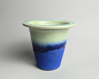 Handmade 3.75" Glazed Ceramic Plant Pot With Drainage Hole // Unique Crystalline Planter [E28] - US Tariffs Included
