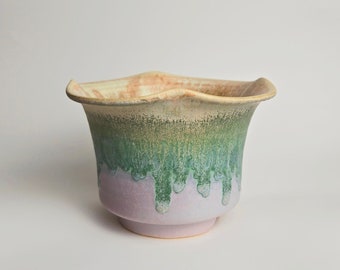 Handmade 5" Glazed Ceramic Plant Pot With Drainage // Cute Succulent Pot // Houseplant Indoor Planter [C5]
