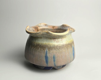 Handmade 4" Glazed Ceramic Plant Pot With Drainage Hole // Small Planter For Succulents & Indoor Plants [F56] - US Tariffs Included