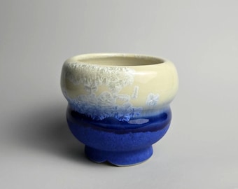 Handmade 3.75" Glazed Ceramic Plant Pot With Drainage Hole // Unique Crystalline Planter [E173] - US Tariffs Included