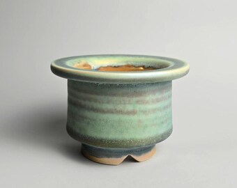 Handmade 4" Iridescent Ceramic Plant Pot With Drainage Hole // Small Planter [E169] - US Tariffs Included