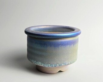 Handmade 3.5" Iridescent Ceramic Plant Pot With Drainage Hole // Small Planter [E124] - US Tariffs Included