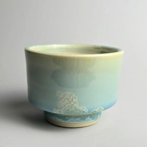 Handmade 3&quot; Glazed Ceramic Plant Pot With Drainage Hole // Unique Crystalline Planter [E84]