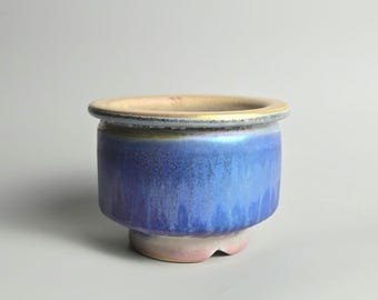 Handmade 3.75" Iridescent Ceramic Plant Pot With Drainage Hole // Small Planter [D55] - US Tariffs Included