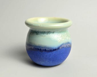 Handmade 2.75" Glazed Ceramic Plant Pot With Drainage Hole // Unique Crystalline Planter [E37] - US Tariffs Included