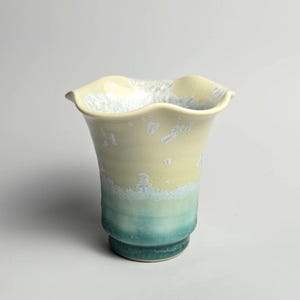 Handmade 3&quot; Glazed Ceramic Plant Pot With Drainage Hole // Unique Crystalline Planter [E32]