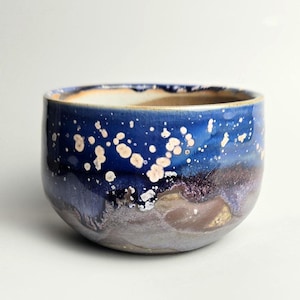 Handmade 3.75&quot; Glazed Ceramic Plant Pot With Drainage Hole // Small Planter For Succulents & Indoor Plants [E13]