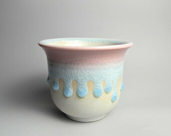 Handmade 4.25" Glazed Ceramic Plant Pot With Drainage Cute Succulent Pot Houseplant Indoor Planter [F70]