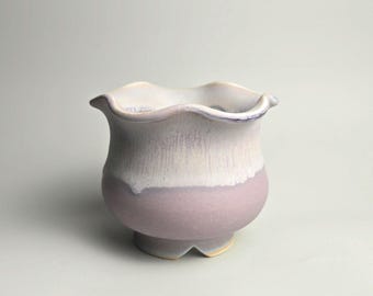 Handmade 3.75" Ceramic Plant Pot With Drainage Hole // Small Planter For Succulents Cactus Hoya [F64] - US Tariffs Included