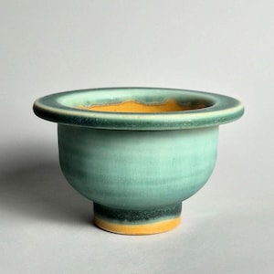 Handmade 3.25&quot; Glazed Ceramic Plant Pot With Drainage Hole // Small Succulent Planter [E101]