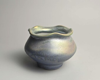 Handmade 3.25" Iridescent Ceramic Plant Pot With Drainage Hole // Succulent Planter [F55] - US Tariffs Included