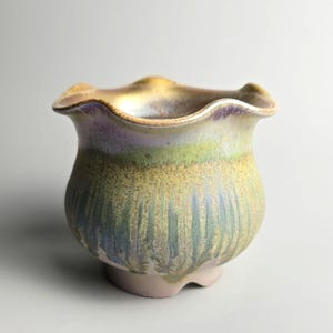 Handmade 3.5&quot; Iridescent Ceramic Plant Pot With Drainage Hole // Small Planter [E107]