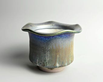 Handmade 4" Iridescent Ceramic Plant Pot With Drainage Hole // Small Planter [E119] - US Tariffs Included