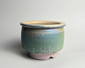 Handmade 3.75" Iridescent Ceramic Plant Pot With Drainage Hole // Small Planter [E162] - US Tariffs Included