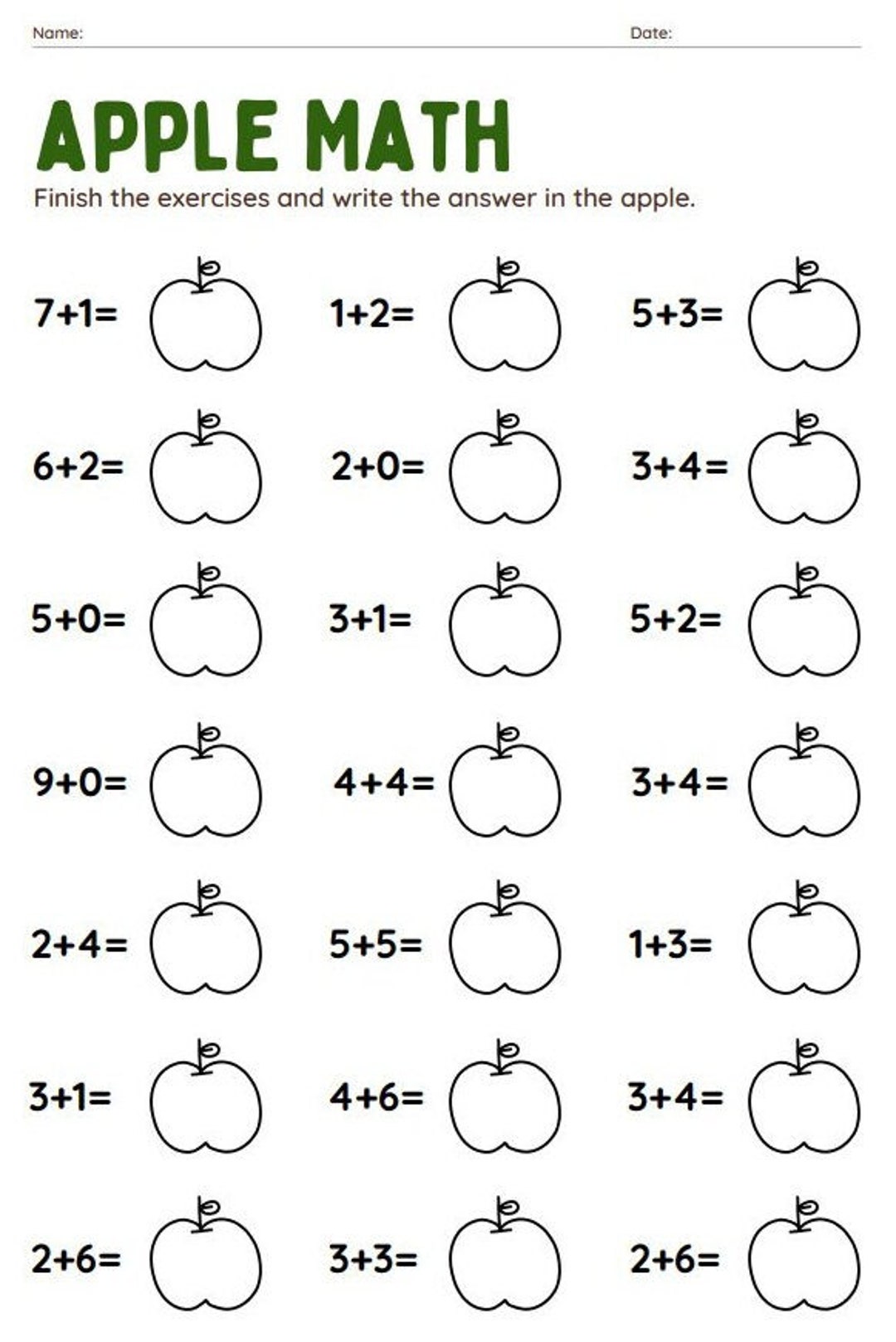 Math Worksheets - Etsy