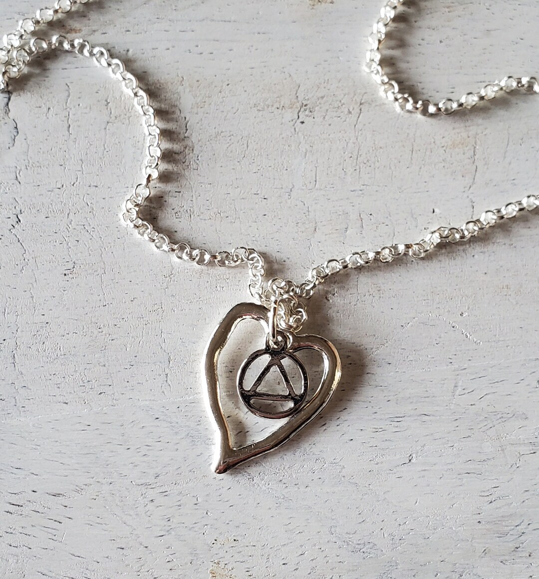 Women's AA Symbol Necklace, Recovery Gift, AA Sobriety Jewelry ...